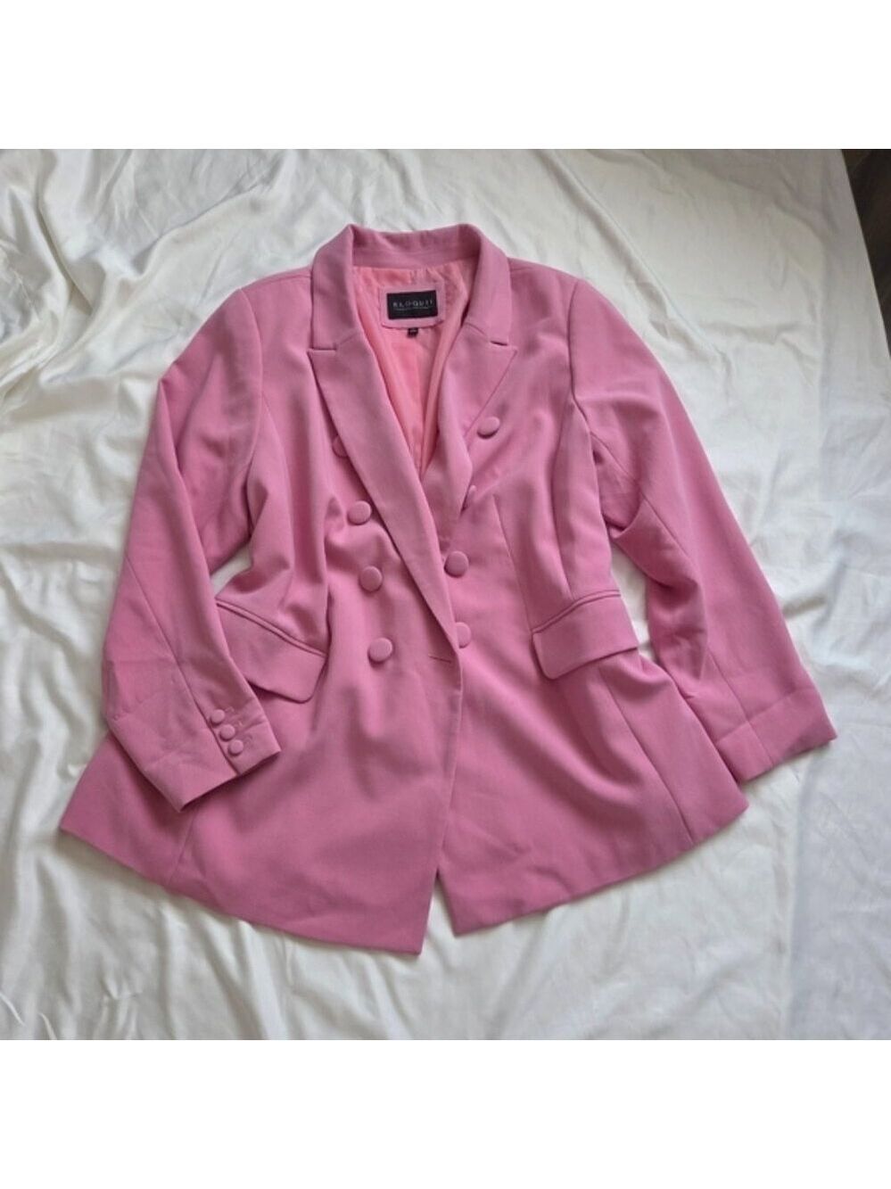 ELOQUII Double Breasted Longline Blazer Suit Top Pink 22 Plus